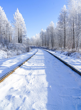 林区冬季铁路风光