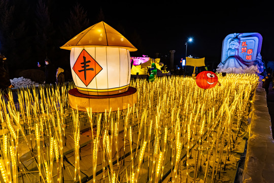 长春公园冰灯冰雕游园会夜景