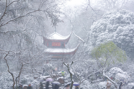 长沙岳麓山爱晚亭雪景