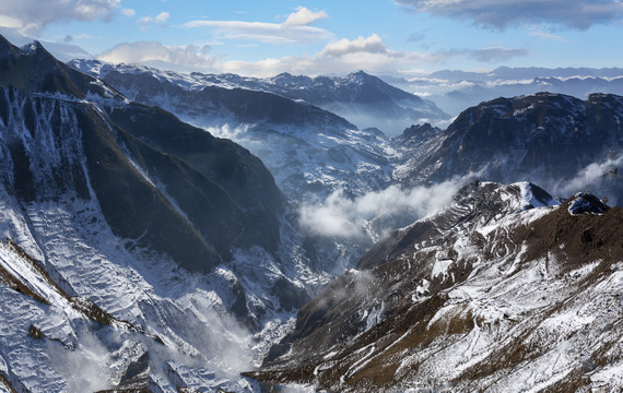 昭通大山包雪山沟壑自然风光