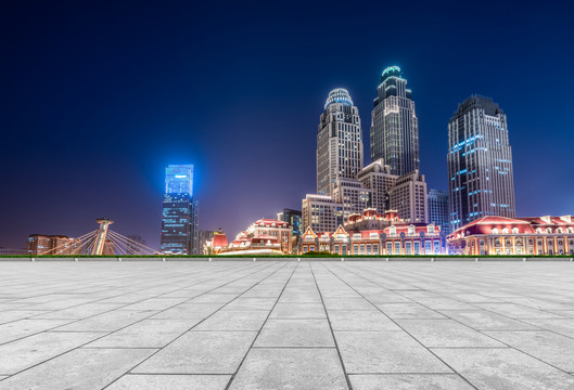 城市道路和现代建筑夜景