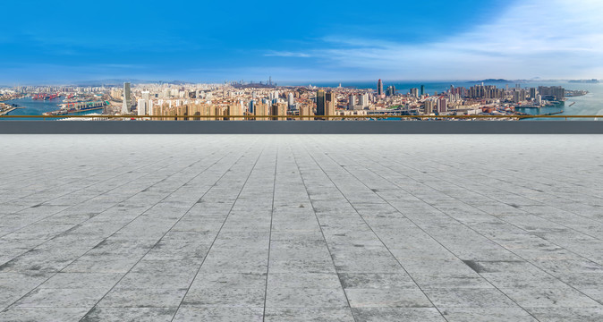 广场砖地面和建筑景观