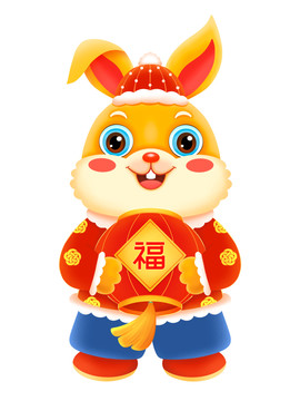 新年春節(jié)生肖兔年福氣滿滿