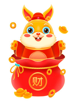 新年春節(jié)生肖兔年招財(cái)進(jìn)寶