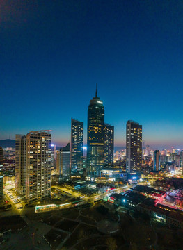 山东烟台海滨广场夜景