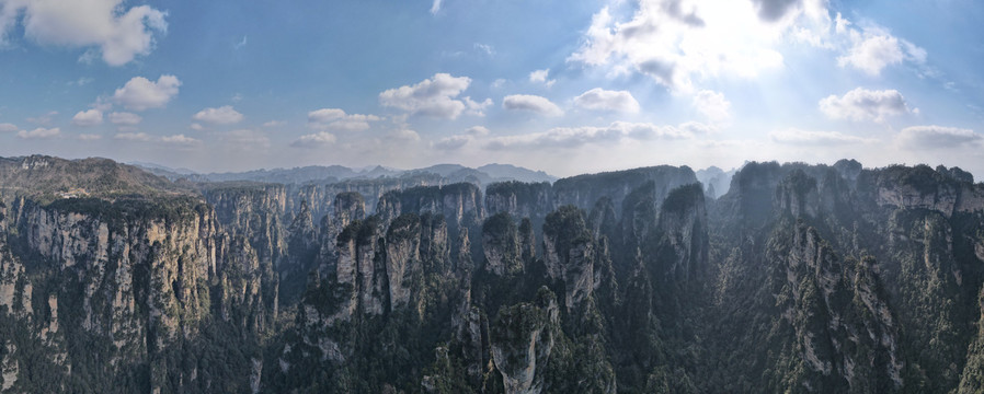 湖南张家界武陵源全景图航拍