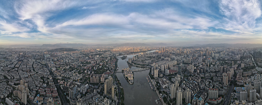 福建福州城市全景图航拍