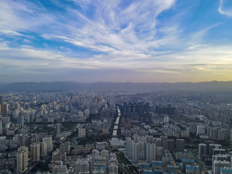 福建福州城市全景航拍