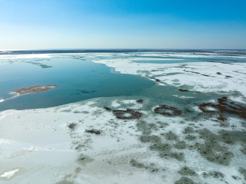 航拍山东黄河口湿地