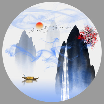 中式水墨山水畫