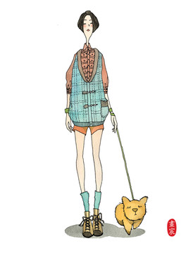 手繪插畫女孩