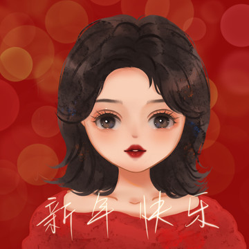 Q版女孩新年喜慶人物插畫
