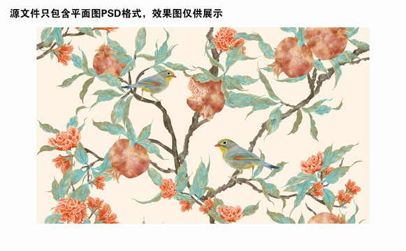 富貴滿堂手繪壁畫
