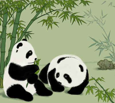 四川大熊貓主題原創(chuàng)手繪插畫