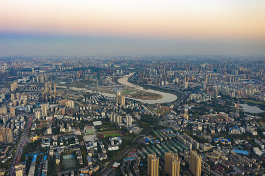 航拍湖南长沙城市景观