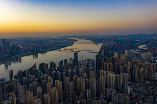 航拍湖南長沙城市景觀