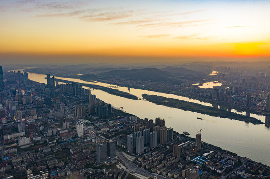 航拍湖南长沙城市景观