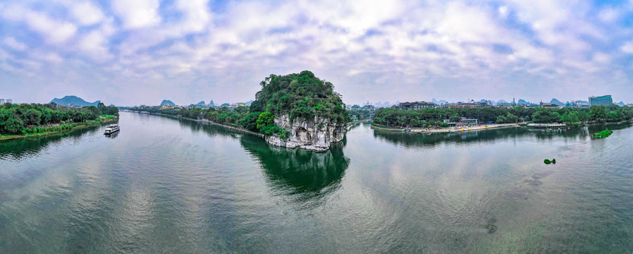 桂林象鼻山5A景區全景圖航拍