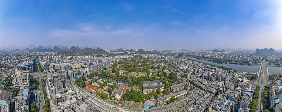 桂林城市风光全景图航拍