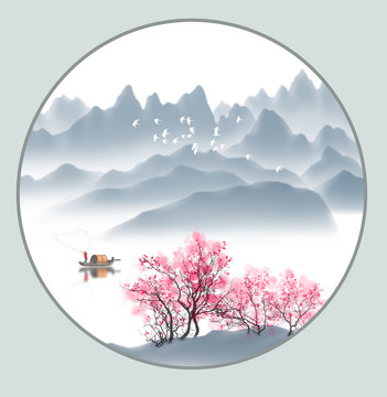 圓形山水畫(huà)