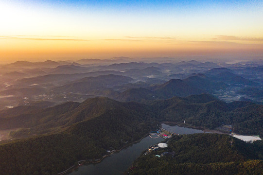 航拍湖南长沙石燕湖景区