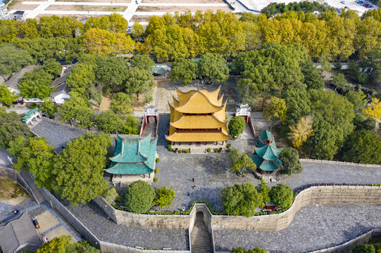 航拍湖南岳阳岳阳楼景区