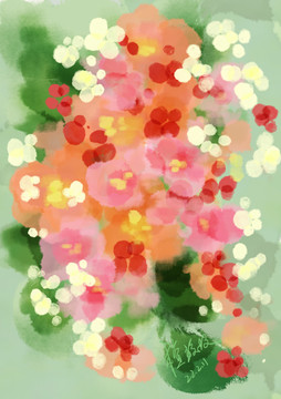 抽象色彩花卉插畫