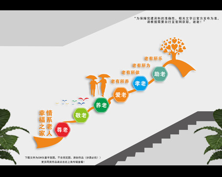 敬老院楼梯文化墙