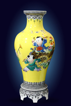 百子图陶瓷花瓶