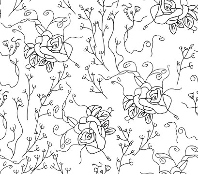 線描花