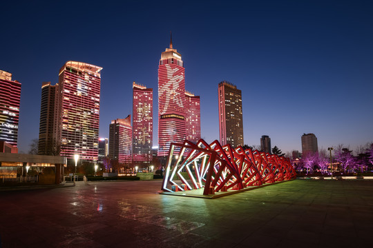 虎年烟台滨海广场夜景