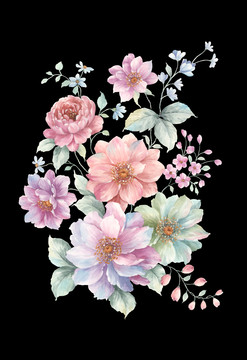 手繪牡丹花