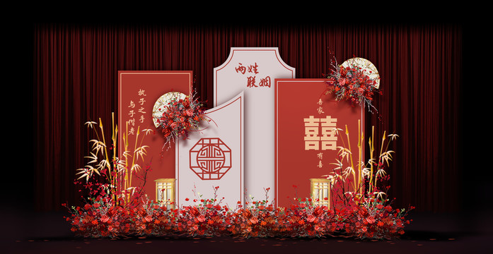 新中式婚禮手繪效果圖