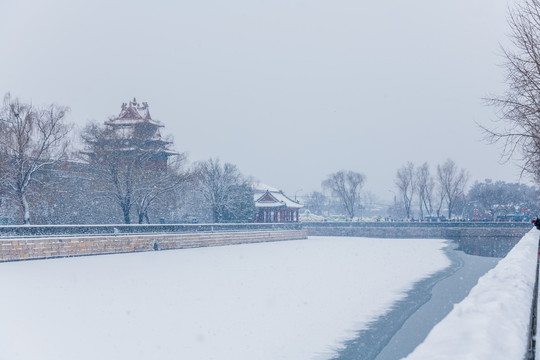 雪中的故宫角楼