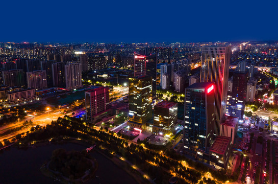 航拍城市景观天际线夜景