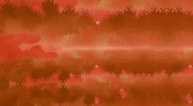 紅色山水背景墻
