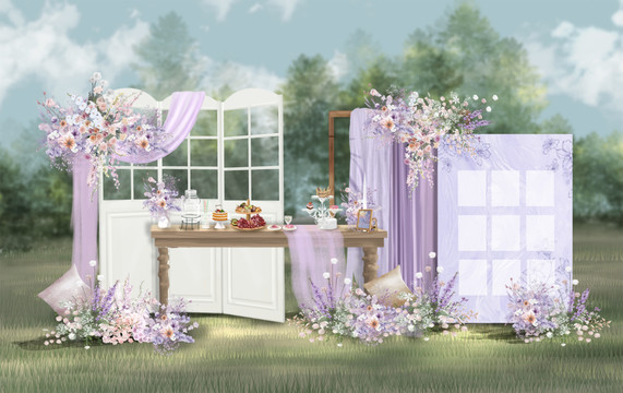 莫奈花園紫色戶外甜品區(qū)