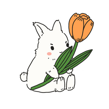兔子可愛(ài)簡(jiǎn)約郁金香