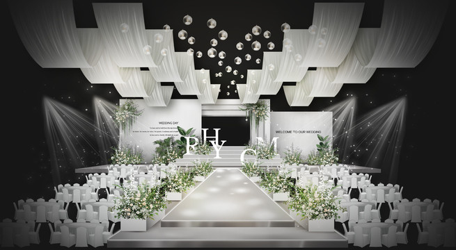白绿色韩式婚礼设计