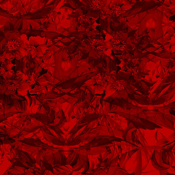 紅色花卉背景墻