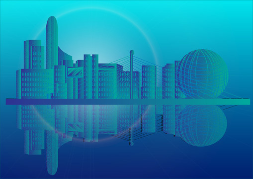 現(xiàn)代城市矢量建筑背景杭州