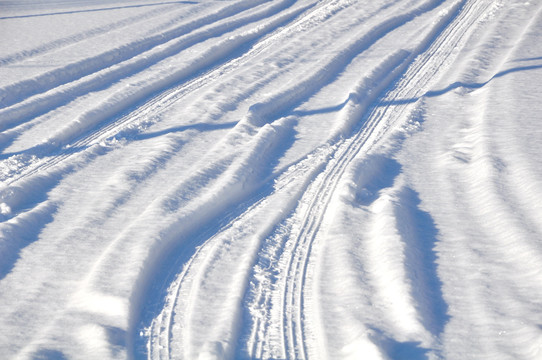 大雪后車行過的路面