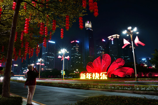 夜景深南大道新年快乐