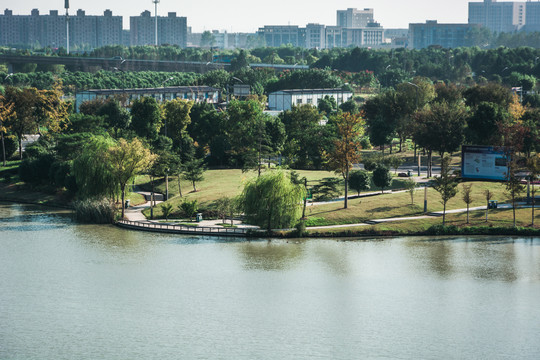 现代化城市绿化景观风光公园