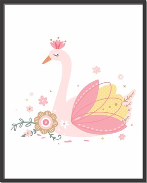 裝飾畫(huà)天鵝卡通花朵公主