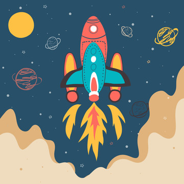卡通太空火箭圖案