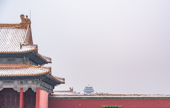 北京故宫的雪景