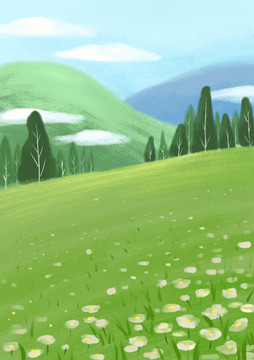 春天手繪插畫背景