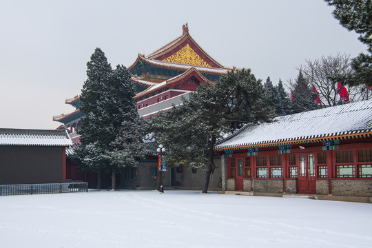 北京天安门城楼雪景