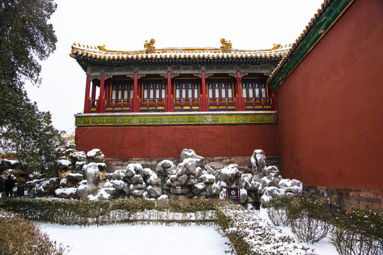 北京故宫御花园雪景